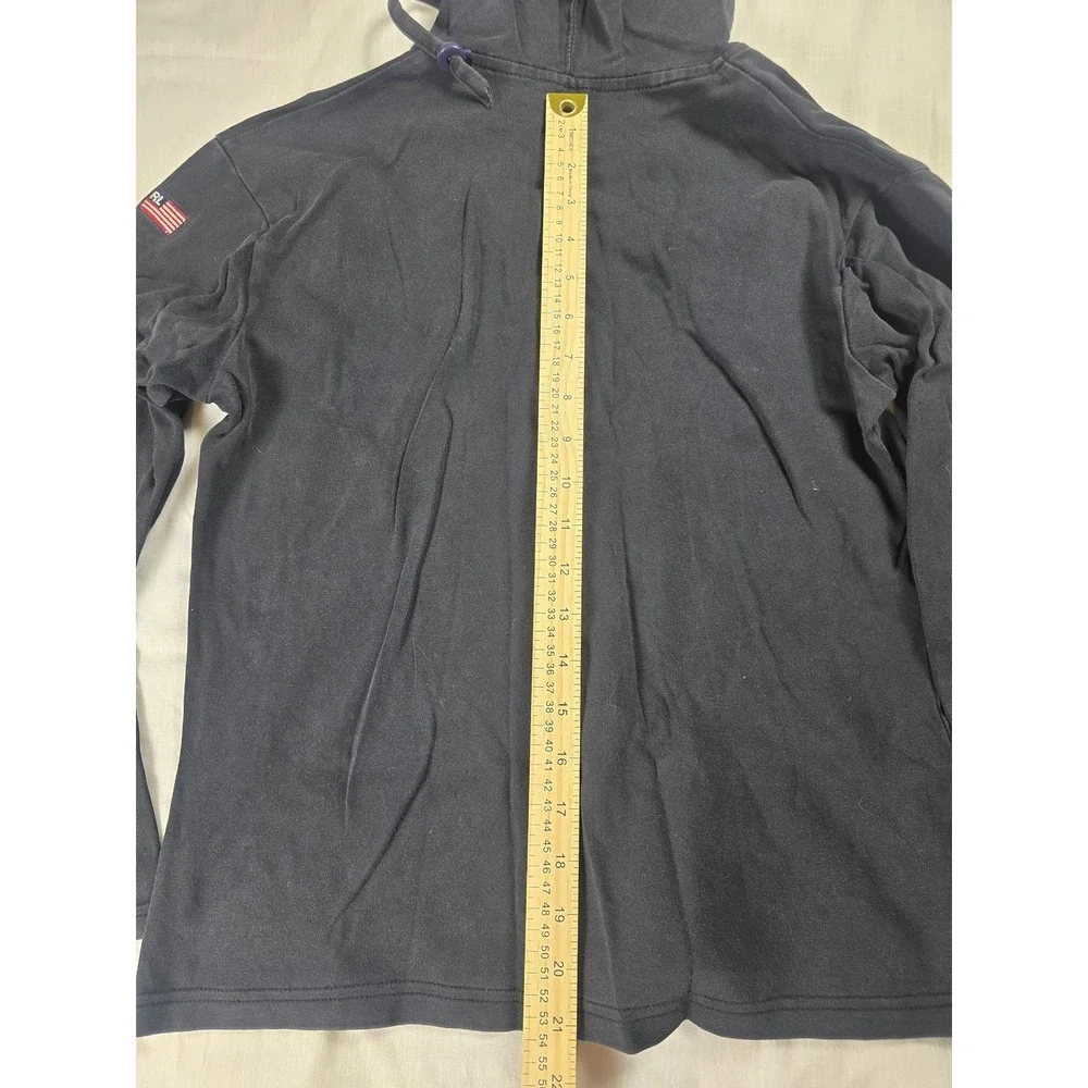 Vintage Polo Ralph Lauren Polo Sport Hoodie Mens Large Black Full Zip USA Flag